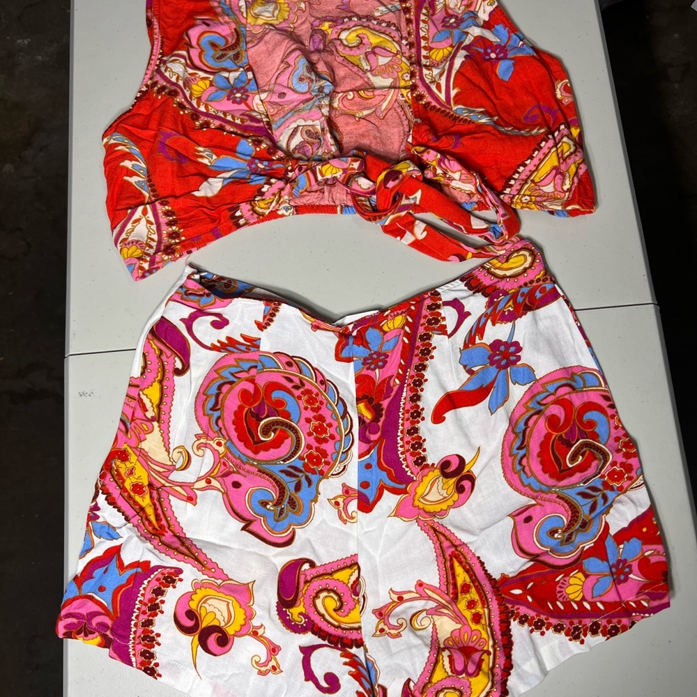 Colorful Primark Cares Crop Top and Shorts Set